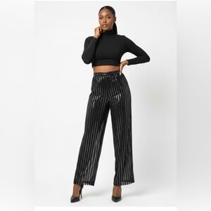 Badgley Mischka Black Glimmer Night on the Town Pants - Size 14